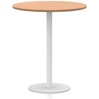 Italia Poseur Round Table, 1000mm Wide, 1145mm High, White Leg, Oak