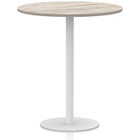 Italia Poseur Round Table, 1000mm Wide, 1145mm High, White Leg, Grey Oak