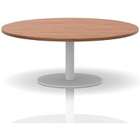 Italia Round Coffee Table, 1200mm Wide, 475mm High, White Leg, Walnut