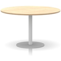 Italia Poseur Round Table, 1200mm Wide, 720mm High, White Leg, Maple