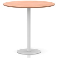 Italia Poseur Round Table, 1200mm Wide, 1145mm High, White Leg, Beech