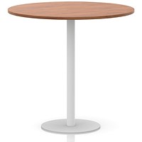 Italia Poseur Round Table, 1200mm Wide, 1145mm High, White Leg, Walnut