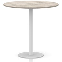 Italia Poseur Round Table, 1200mm Wide, 1145mm High, White Leg, Grey Oak