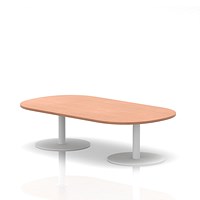 Italia Boardroom Coffee Table, 1800mm Wide, 475mm High, White Leg, Beech