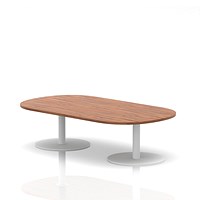 Italia Boardroom Coffee Table, 1800mm Wide, 475mm High, White Leg, Walnut