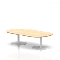 Italia Boardroom Coffee Table, 1800mm Wide, 475mm High, White Leg, Maple