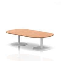 Italia Boardroom Coffee Table, 1800mm Wide, 475mm High, White Leg, Oak