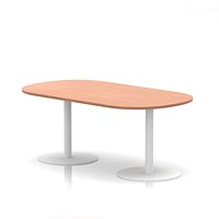 Italia Poseur Boardroom Table, 1800mm Wide, 720mm High, White Leg, Beech