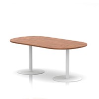 Italia Poseur Boardroom Table, 1800mm Wide, 720mm High, White Leg, Walnut