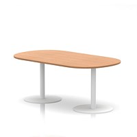 Italia Poseur Boardroom Table, 1800mm Wide, 720mm High, White Leg, Oak
