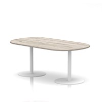Italia Poseur Boardroom Table, 1800mm Wide, 720mm High, White Leg, Grey Oak
