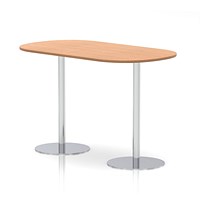 Italia Poseur Boardroom Table, 1800mm Wide, 1145mm High, White Leg, Oak