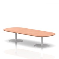 Italia Boardroom Coffee Table, 2400mm Wide, 475mm High, White Leg, Beech