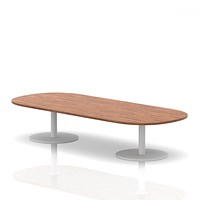 Italia Boardroom Coffee Table, 2400mm Wide, 475mm High, White Leg, Walnut