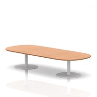 Italia Boardroom Coffee Table, 2400mm Wide, 475mm High, White Leg, Oak