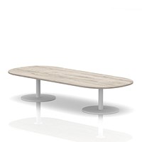 Italia Boardroom Coffee Table, 2400mm Wide, 475mm High, White Leg, Grey Oak