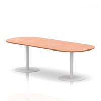 Italia Poseur Boardroom Table, 2400mm Wide, 720mm High, White Leg, Beech