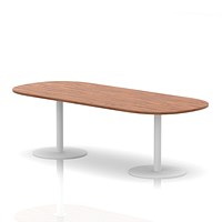 Italia Poseur Boardroom Table, 2400mm Wide, 720mm High, White Leg, Walnut