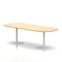 Italia Poseur Boardroom Table, 2400mm Wide, 720mm High, White Leg, Maple