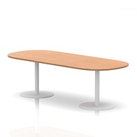 Italia Poseur Boardroom Table, 2400mm Wide, 720mm High, White Leg, Oak