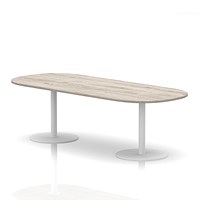 Italia Poseur Boardroom Table, 2400mm Wide, 720mm High, White Leg, Grey Oak