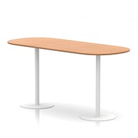 Italia Poseur Boardroom Table, 2400mm Wide, 1145mm High, White Leg, Oak