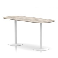 Italia Poseur Boardroom Table, 2400mm Wide, 1145mm High, White Leg, Grey Oak
