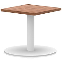 Italia Square Coffee Table, 600mm Wide, 475mm High, White Leg, Walnut