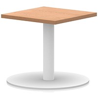 Italia Square Coffee Table, 600mm Wide, 475mm High, White Leg, Oak