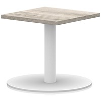 Italia Square Coffee Table, 600mm Wide, 475mm High, White Leg, Grey Oak