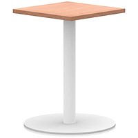 Italia Poseur Square Table, 600mm Wide, 720mm High, White Leg, Beech