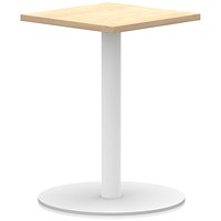 Italia Poseur Square Table, 600mm Wide, 720mm High, White Leg, Maple