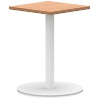 Italia Poseur Square Table, 600mm Wide, 720mm High, White Leg, Oak