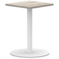 Italia Poseur Square Table, 600mm Wide, 720mm High, White Leg, Grey Oak
