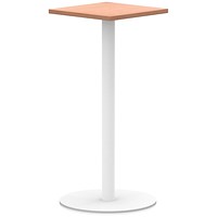 Italia Poseur Square Table, 600mm Wide, 1145mm High, White Leg, Beech
