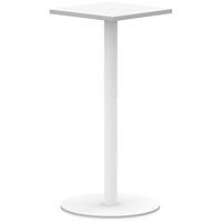 Italia Poseur Square Table, 600mm Wide, 1145mm High, White Leg, White