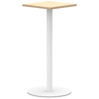 Italia Poseur Square Table, 600mm Wide, 1145mm High, White Leg, Maple