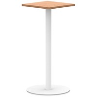 Italia Poseur Square Table, 600mm Wide, 1145mm High, White Leg, Oak