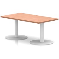 Italia Rectangular Coffee Table, 1200x600x475mm, White Leg, Beech