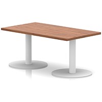 Italia Rectangular Coffee Table, 1200x600x475mm, White Leg, Walnut