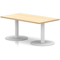 Italia Rectangular Coffee Table, 1200x600x475mm, White Leg, Maple