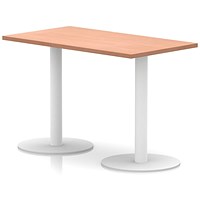 Italia Poseur Rectangular Table, 1200x600x720mm, White Leg, Beech