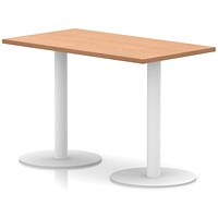 Italia Poseur Rectangular Table, 1200x600x720mm, White Leg, Oak