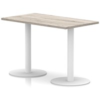 Italia Poseur Rectangular Table, 1200x600x720mm, White Leg, Grey Oak
