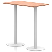 Italia Poseur Rectangular Table, 1200x600x1145mm, White Leg, Beech
