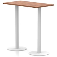 Italia Poseur Rectangular Table, 1200x600x1145mm, White Leg, Walnut