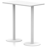 Italia Poseur Rectangular Table, 1200x600x1145mm, White Leg, Oak