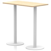 Italia Poseur Rectangular Table, 1200x600x1145mm, White Leg, Maple