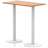 Italia Poseur Rectangular Table, 1200x600x1145mm, White Leg, Oak