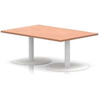 Italia Rectangular Coffee Table, 1200x800x475mm, White Leg, Beech